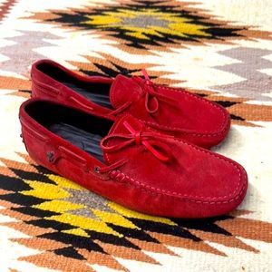 Tods Ferrari red driving loafers
